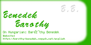 benedek barothy business card